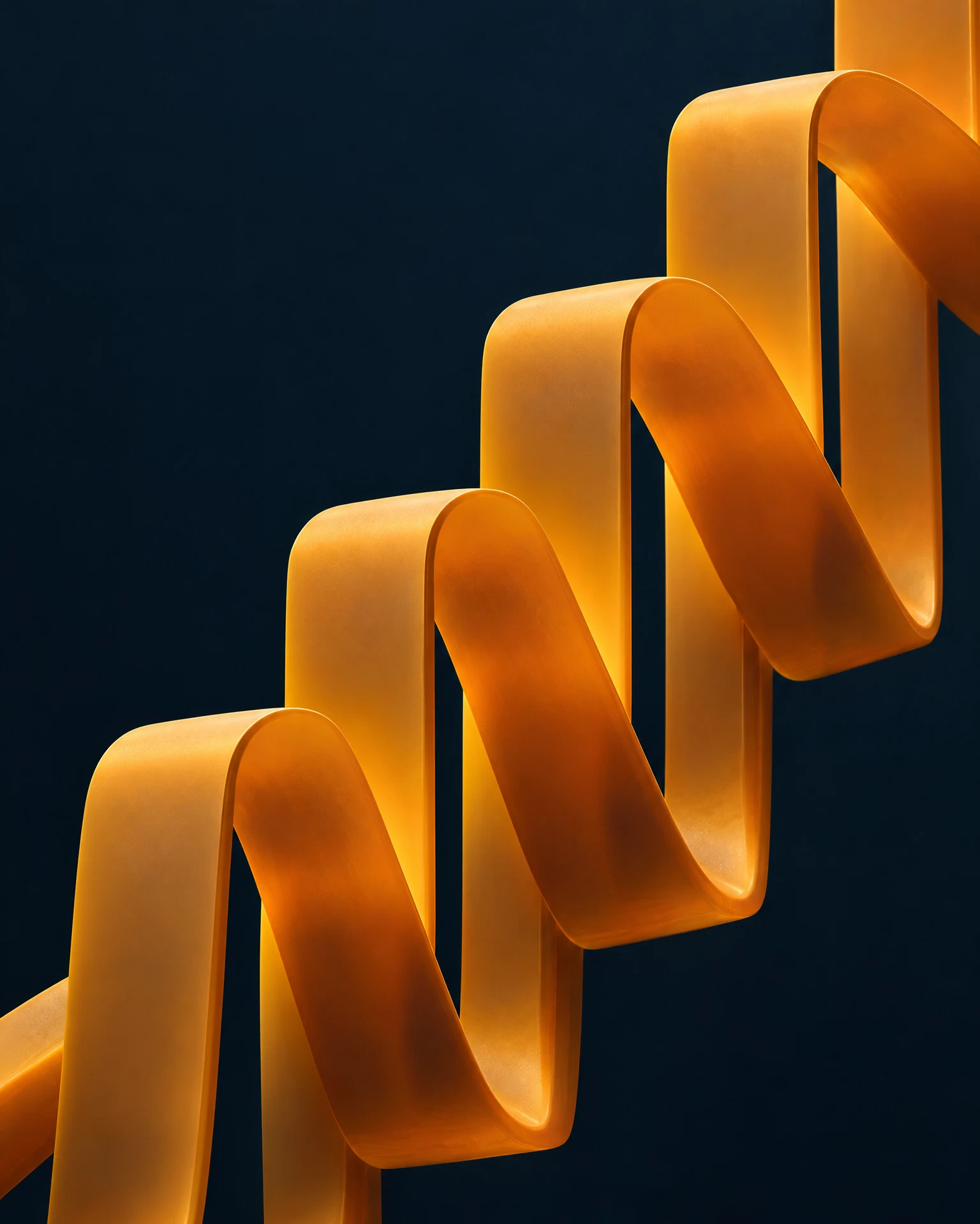 Ascending orange architectural forms representing connected growth